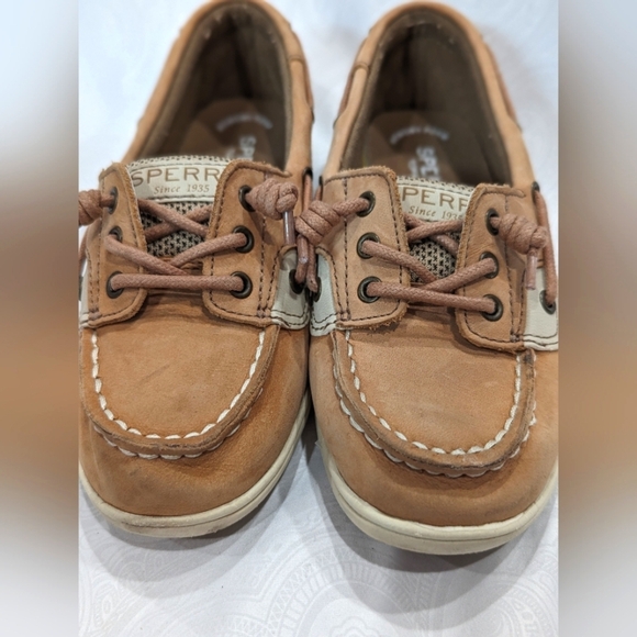 Sperry Girls Size 2M Shoresider 3 Eye Boat Shoe YG57681A Linen/Oat - Picture 2 of 7